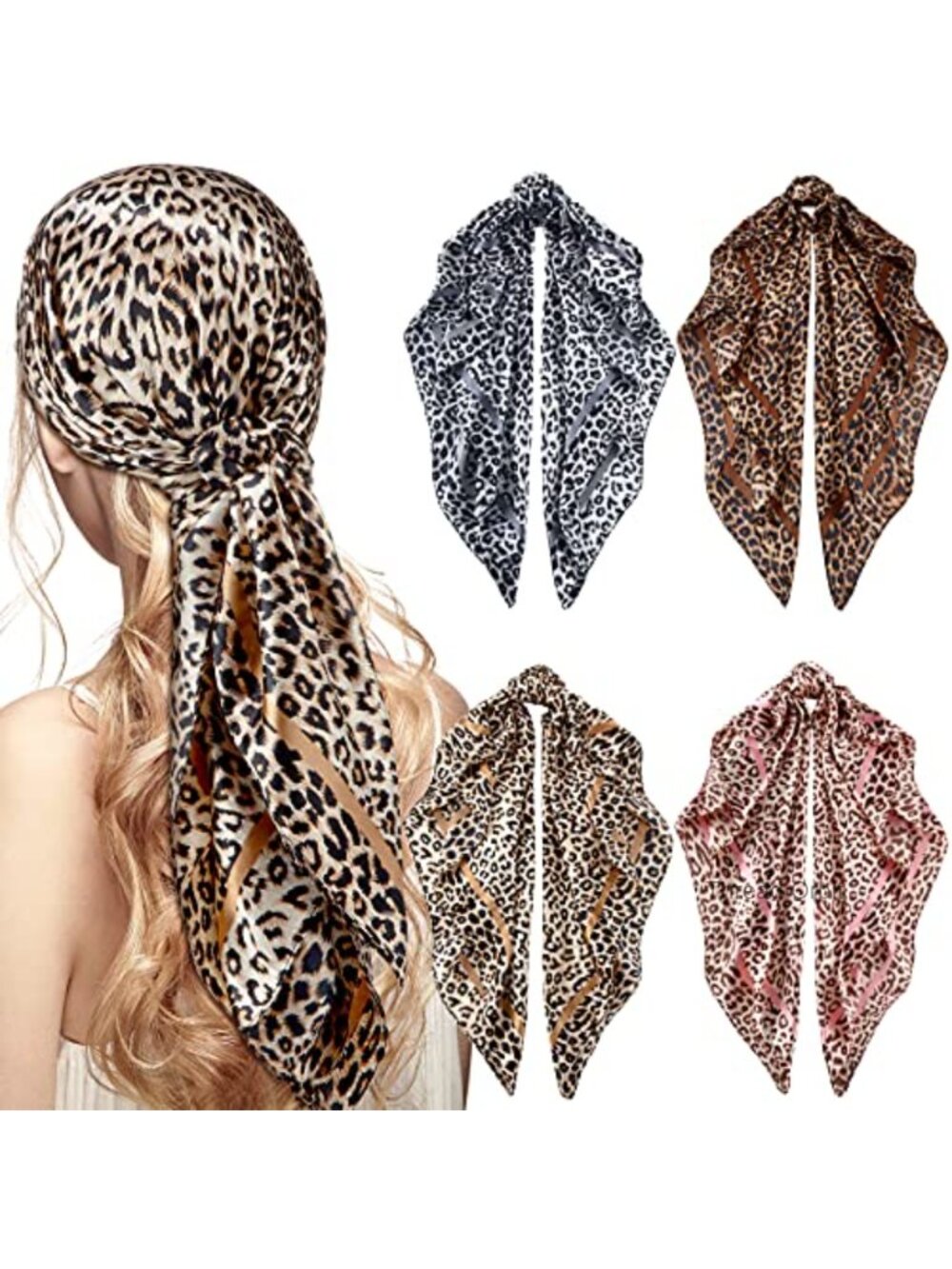 Satin Head Scarf Bandanas for Women 35 Inch Square Hair Wraps